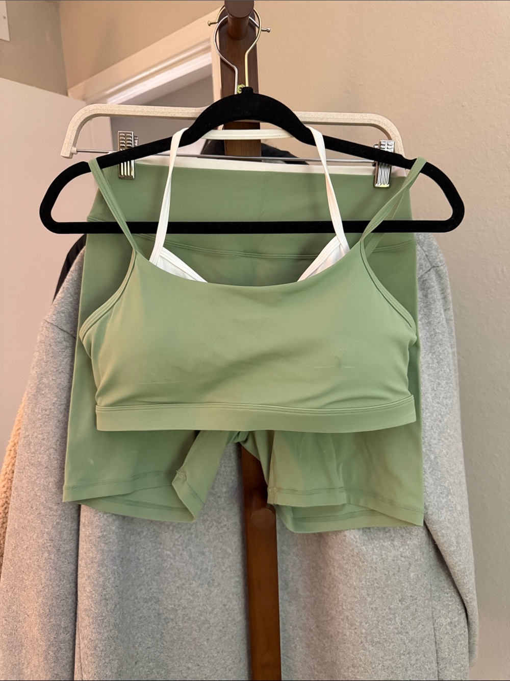 Women’s Sage Green Active Crop Top and Biker Shorts